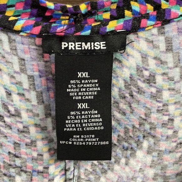 Premise Womens Blouse Top, Multicolor Chevron Pattern,Size XXL, Black Multicolor - Picture 3 of 7